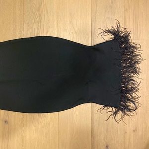 Bella Barnett Richilde Black Strapless Feather Mini Dress